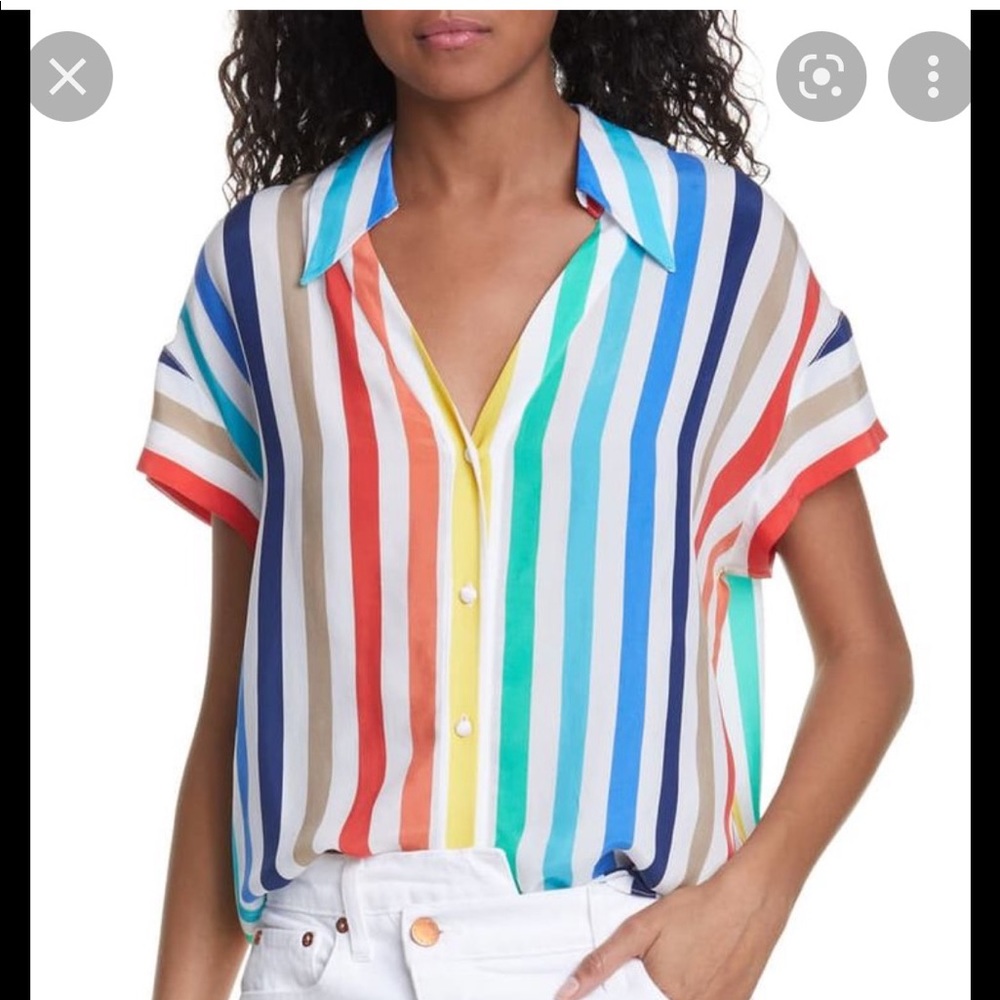 Alice + Olivia Ashton Rainbow Stripe Shirt